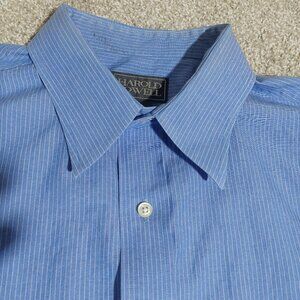 Harold Powell Iridescent blue pinstriped LS pinstriped dress shirt Size 17 33/34